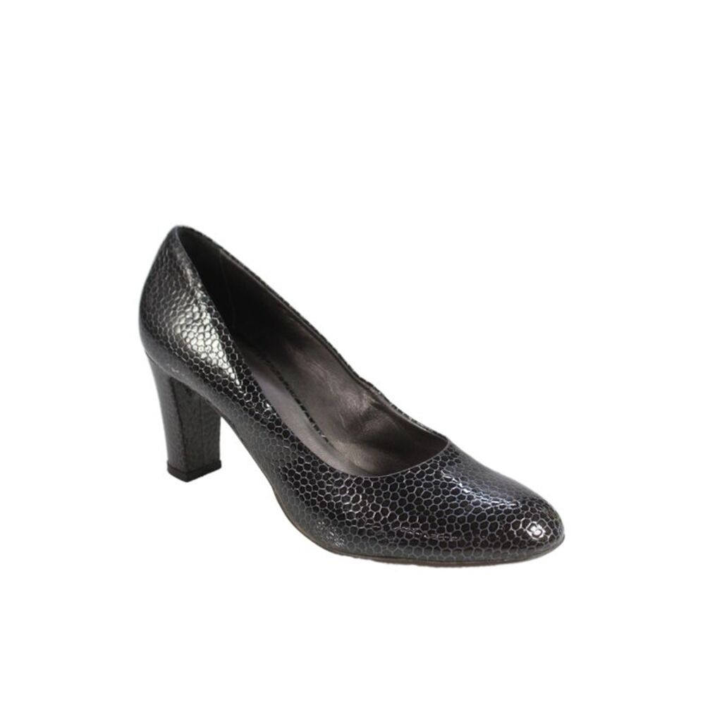 Aquatalia Womens Embossed Block Heels Pumps Shoes Black Size 10